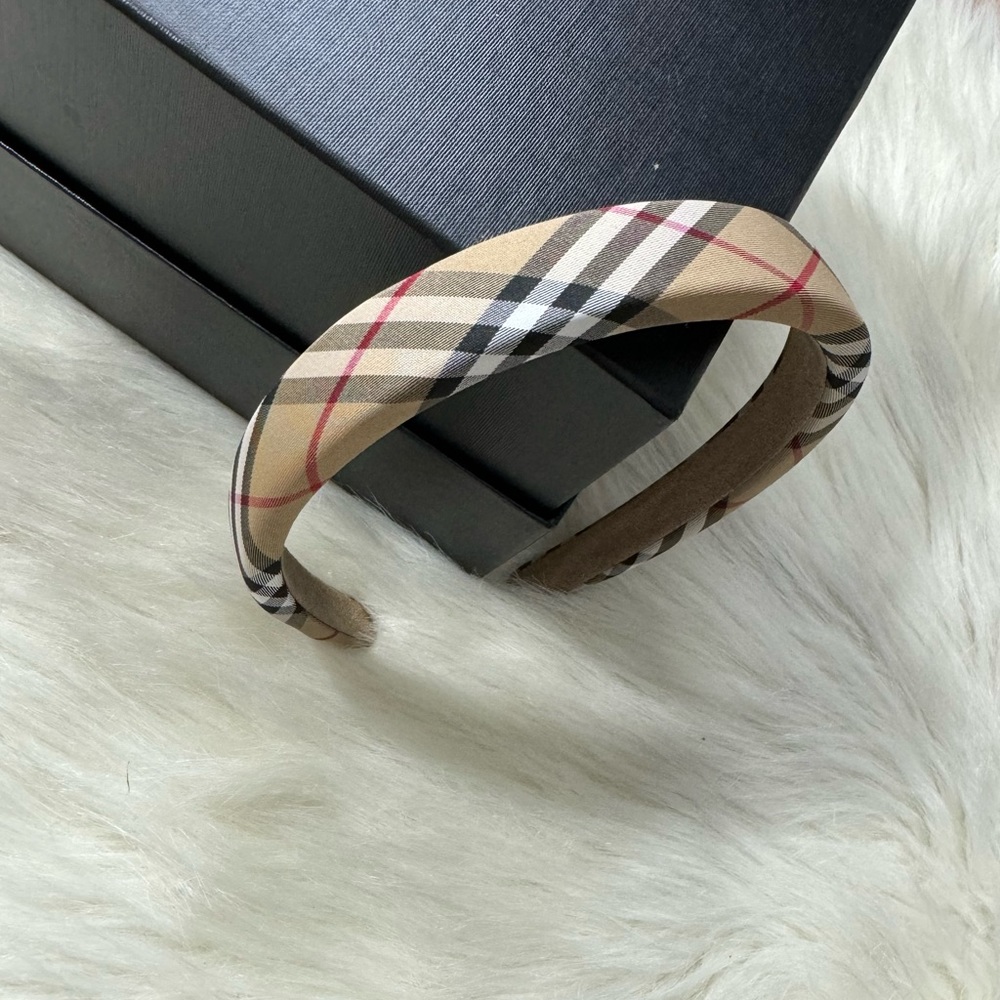 Preppy Plaid Beige Alice BB Headband Soft - Picture 2 of 4